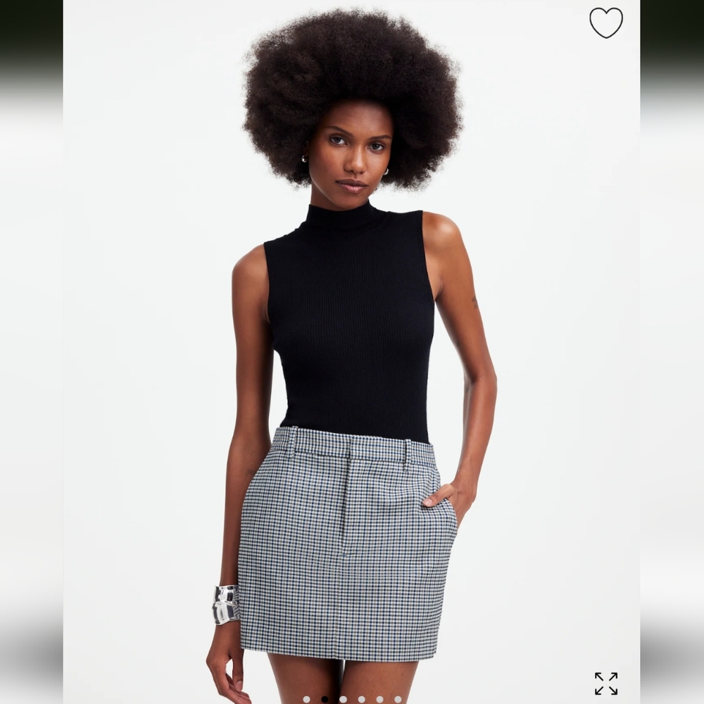 Madewell Plaid Suiting Mini Skirt Wool-blend size 8